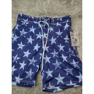 Board Shorts NWT Uzzi Large Blue Pockets Stars Patriotic Swimming Beach